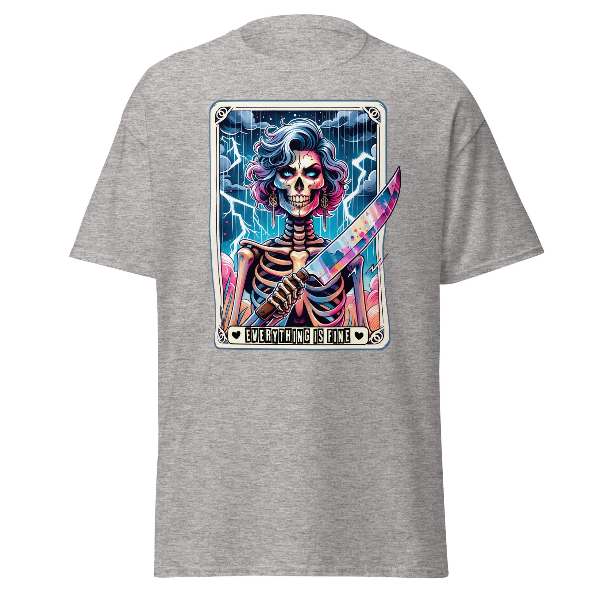 'Everything is Fine' Tarot | Tarot Card T-Shirt - Sport Grey - T-Shirts Online