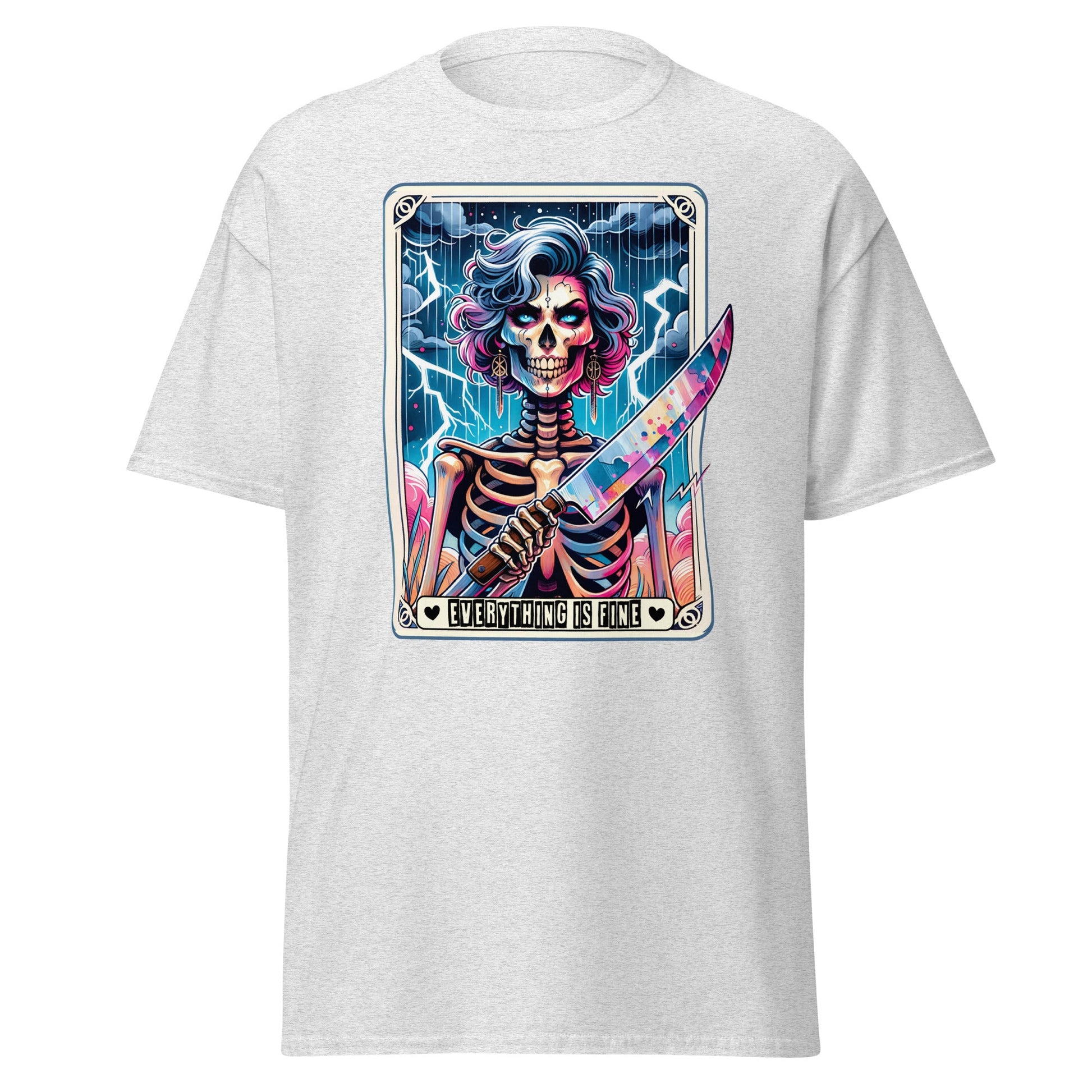 'Everything is Fine' Tarot | Tarot Card T-Shirt - Ash - T-Shirts Online