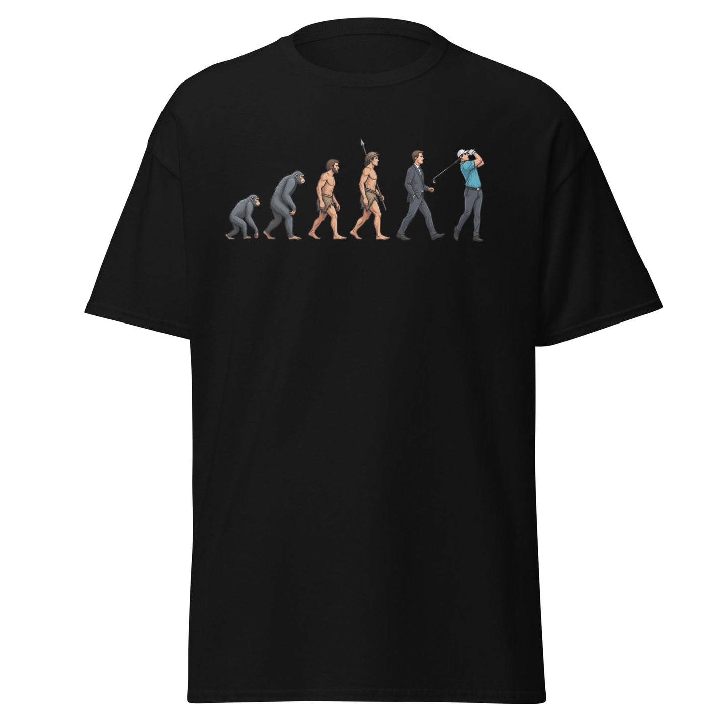 Evolution of Golf T-Shirt | Funny Golfer Progress Tee - Black - T-Shirts Online