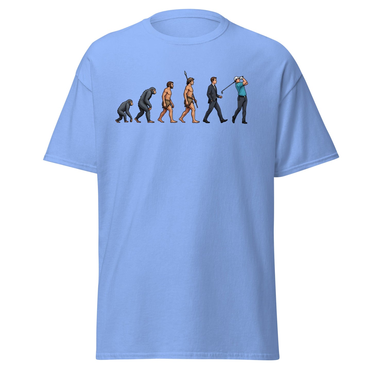 Evolution of Golf T-Shirt | Funny Golfer Progress Tee - Carolina Blue - T-Shirts Online