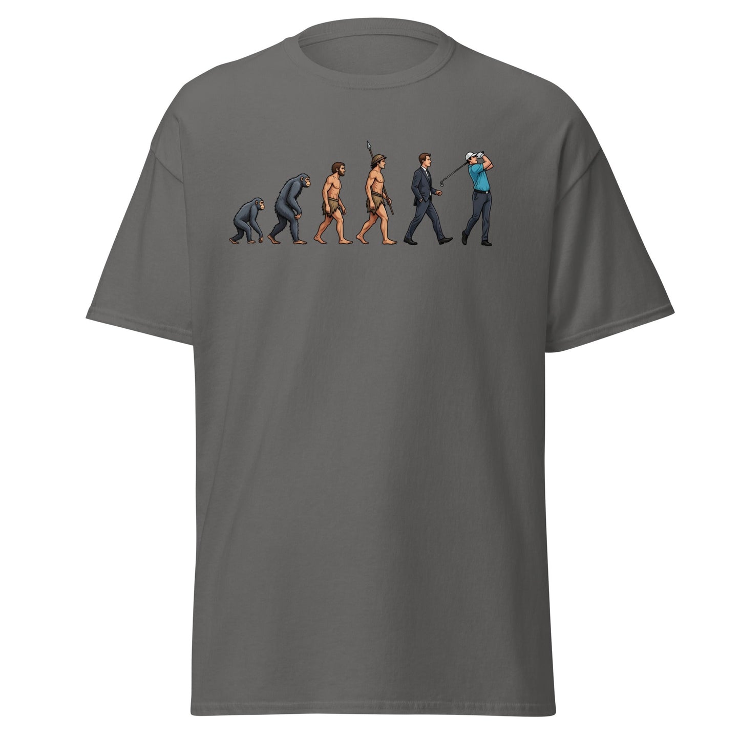 Evolution of Golf T-Shirt | Funny Golfer Progress Tee - Charcoal - T-Shirts Online