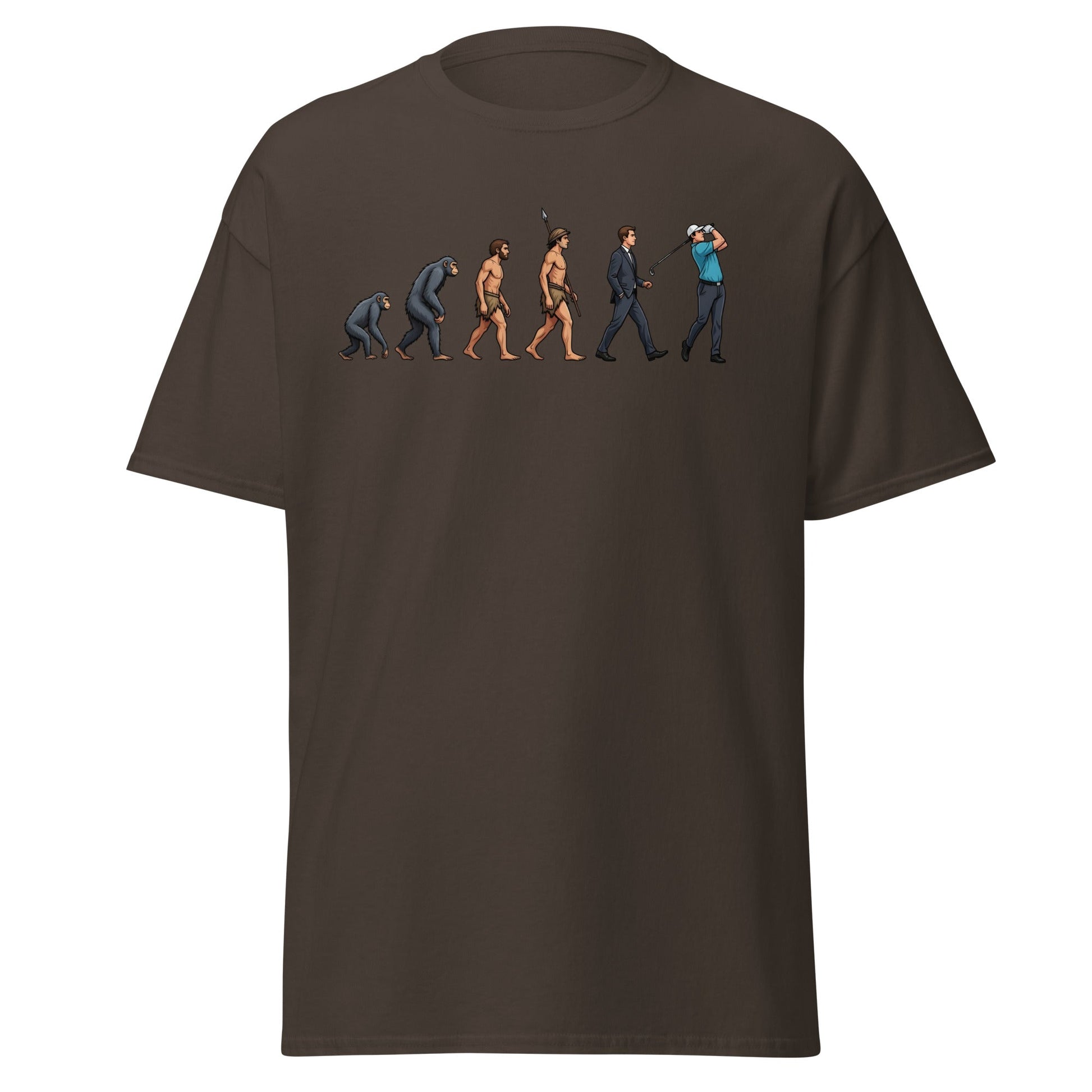 Evolution of Golf T-Shirt | Funny Golfer Progress Tee - Dark Chocolate - T-Shirts Online