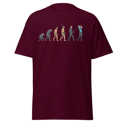 Evolution of Golf T-Shirt | Funny Golfer Progress Tee - Maroon - T-Shirts Online