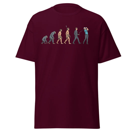 Evolution of Golf T-Shirt | Funny Golfer Progress Tee - Maroon - T-Shirts Online