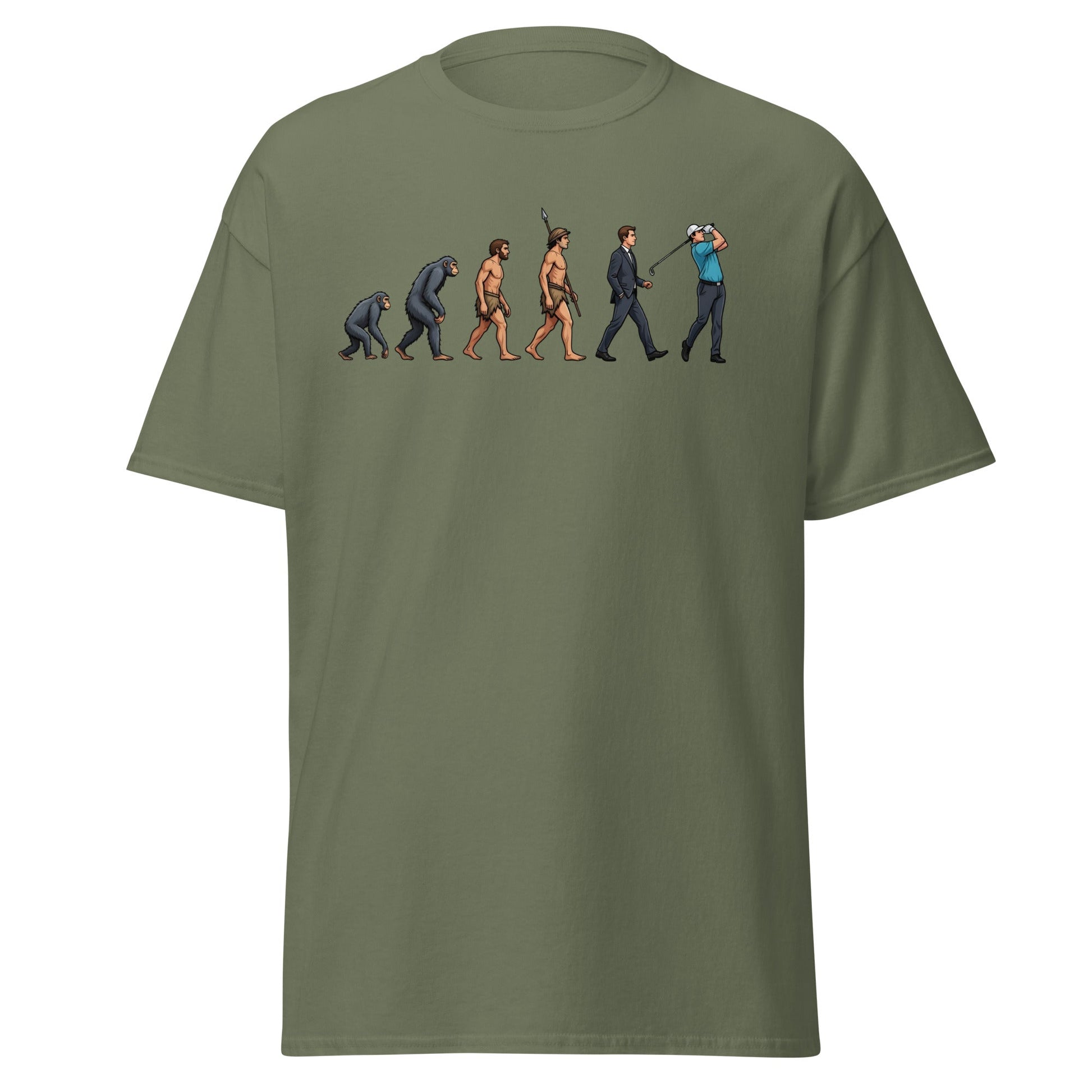 Evolution of Golf T-Shirt | Funny Golfer Progress Tee - Military Green - T-Shirts Online