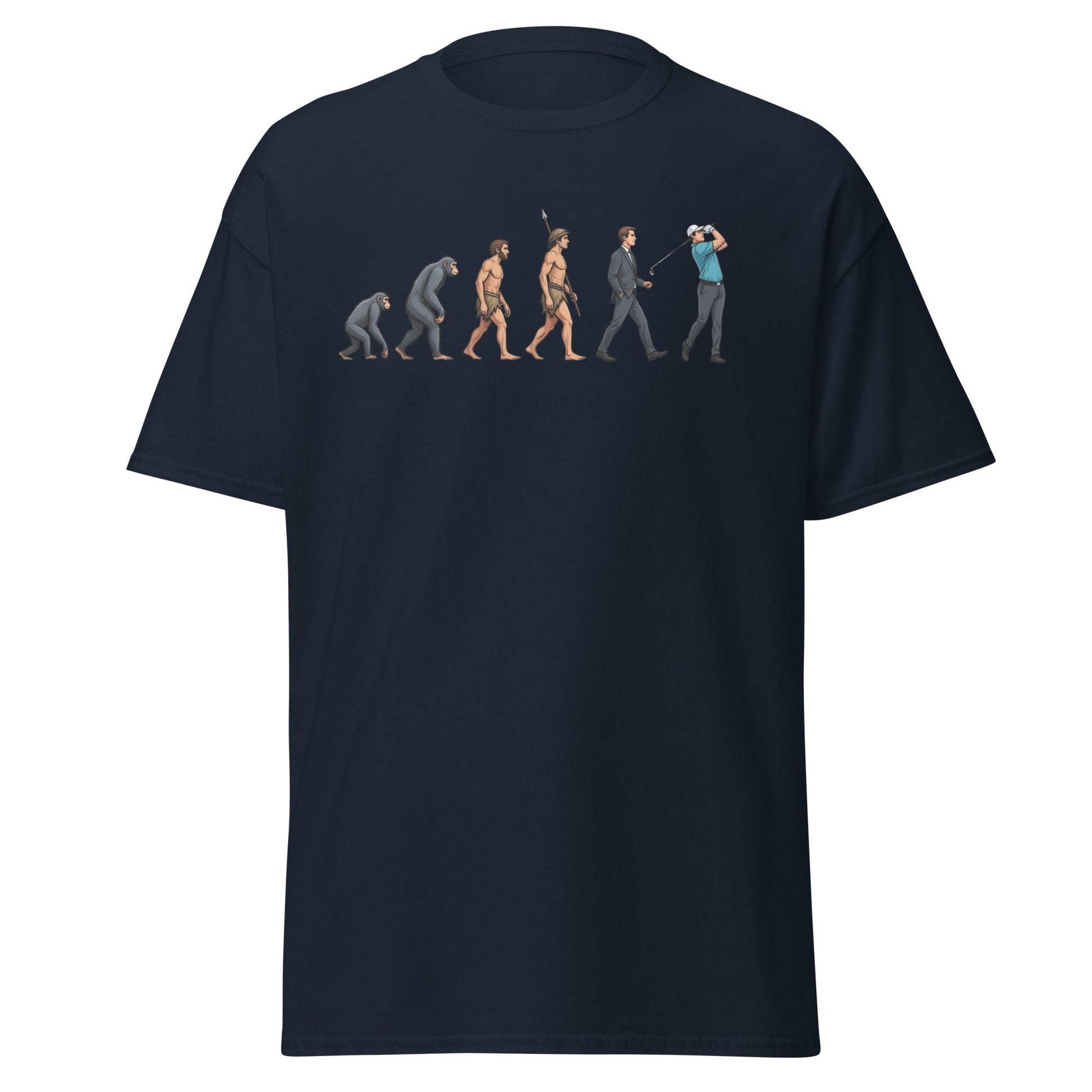 Evolution of Golf T-Shirt | Funny Golfer Progress Tee - Navy - T-Shirts Online