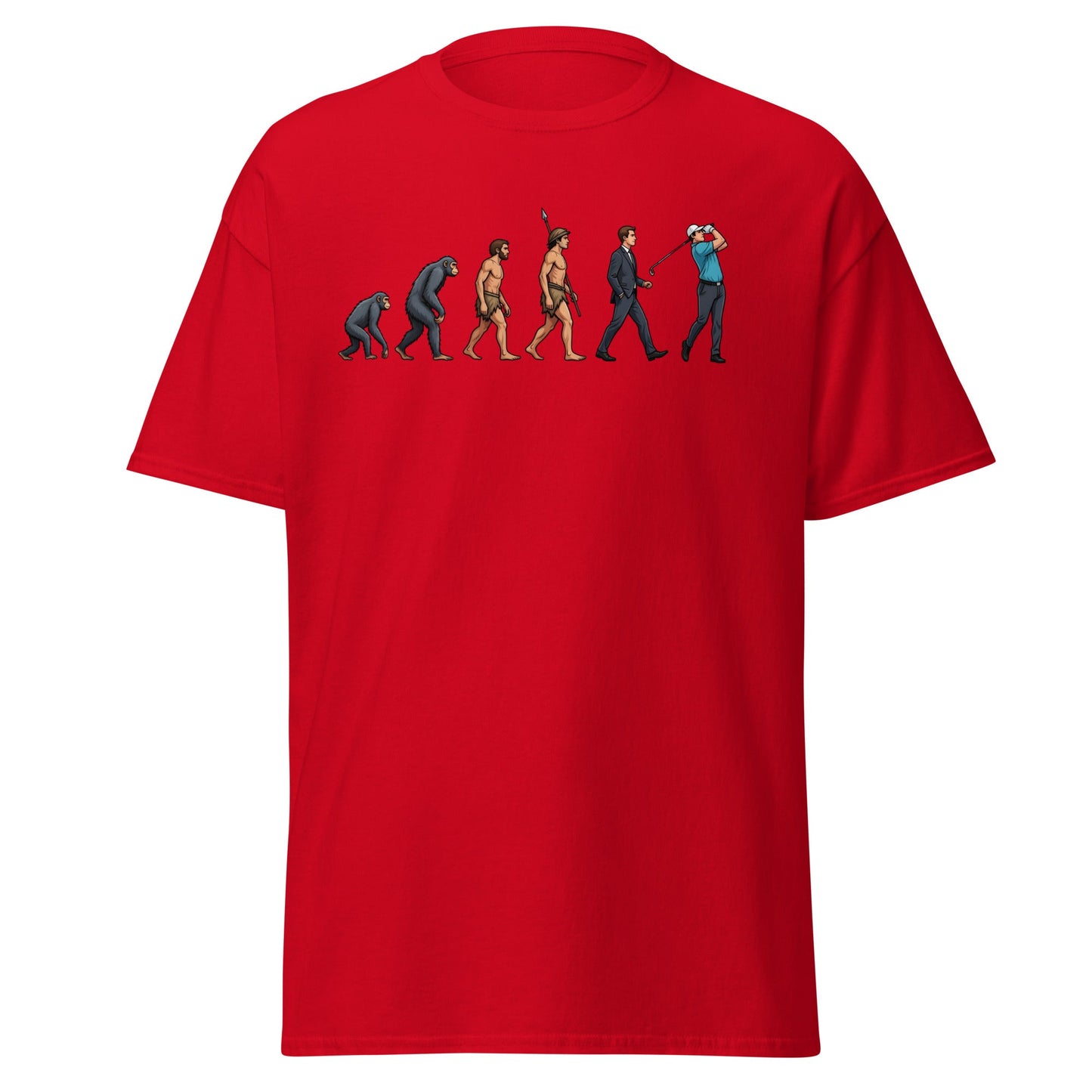 Evolution of Golf T-Shirt | Funny Golfer Progress Tee - Red - T-Shirts Online