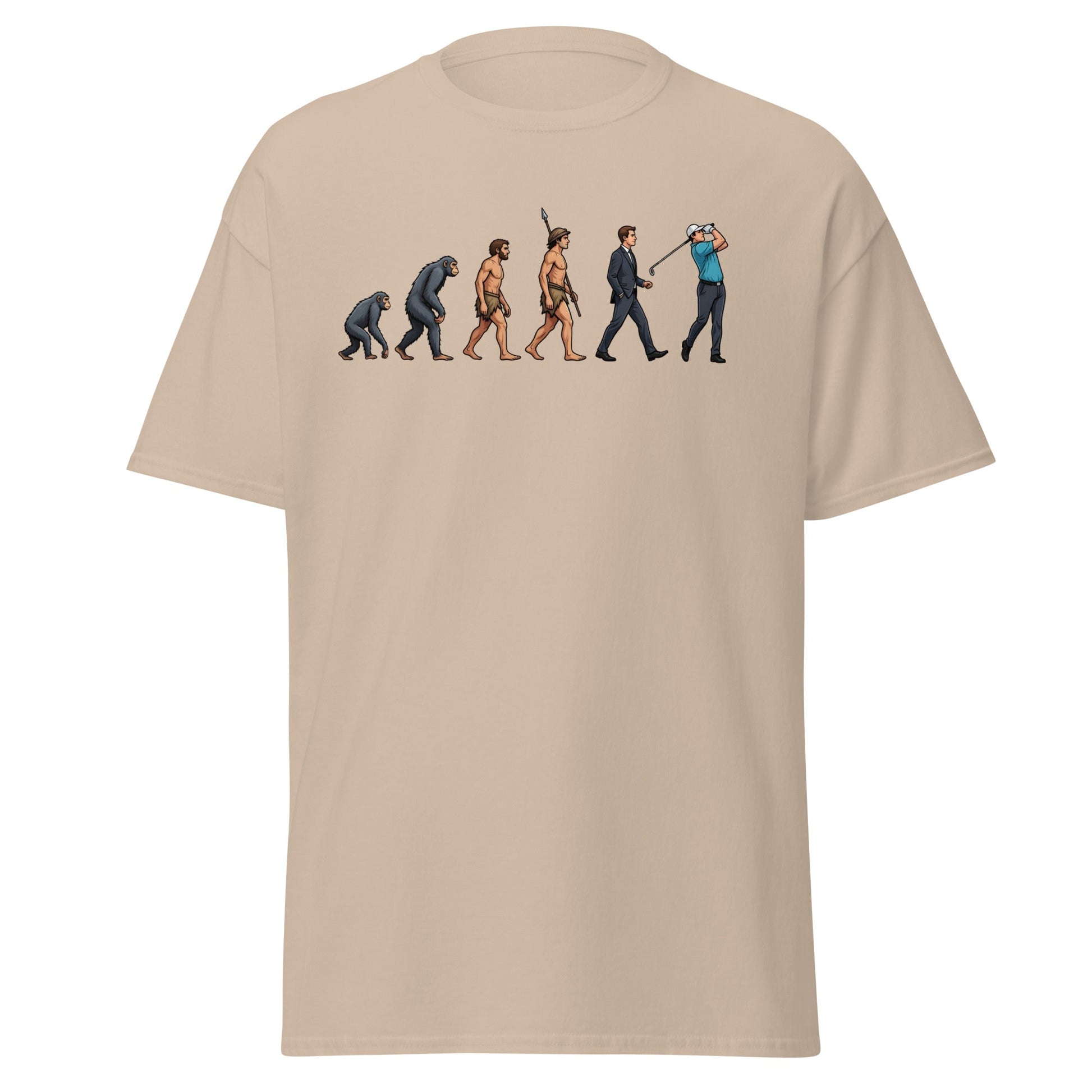 Evolution of Golf T-Shirt | Funny Golfer Progress Tee - Sand - T-Shirts Online