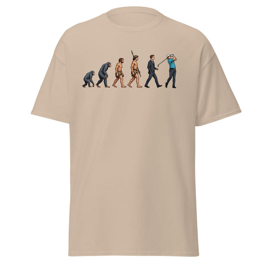 Evolution of Golf T-Shirt | Funny Golfer Progress Tee - Sand - T-Shirts Online