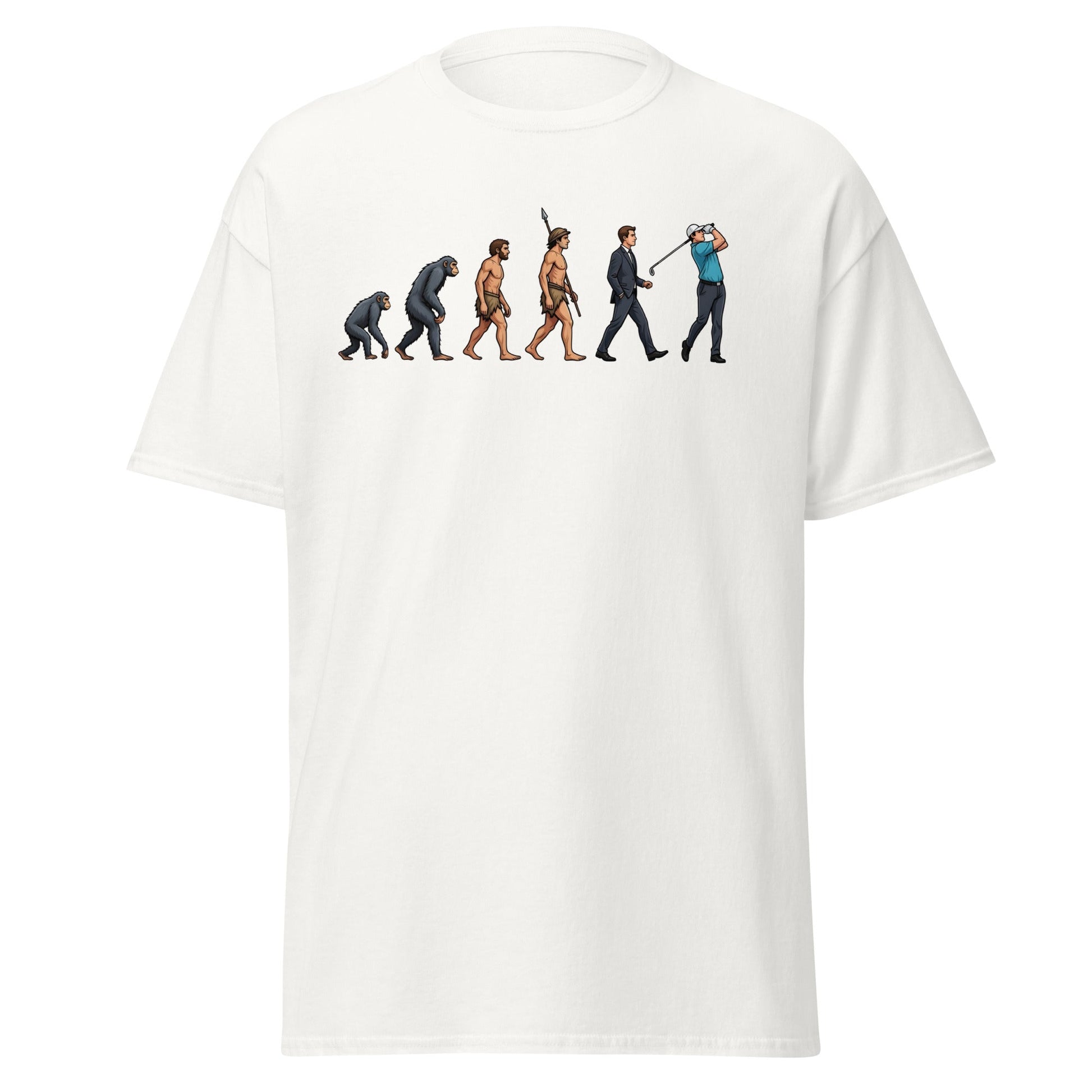 Evolution of Golf T-Shirt | Funny Golfer Progress Tee - White - T-Shirts Online