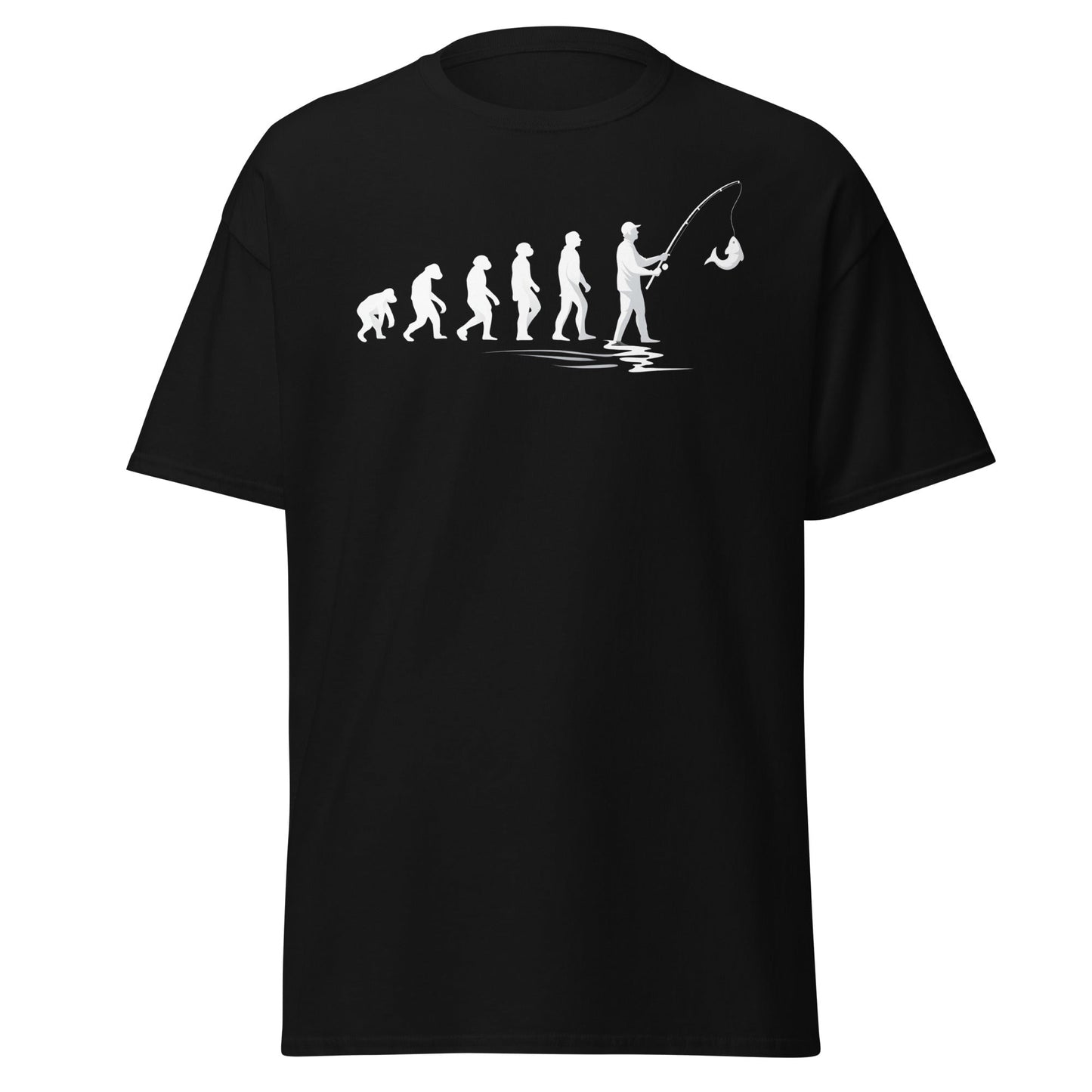 Evolution of Man Fishing T-Shirt - Funny Fisherman Gift - Black - T-Shirts Online