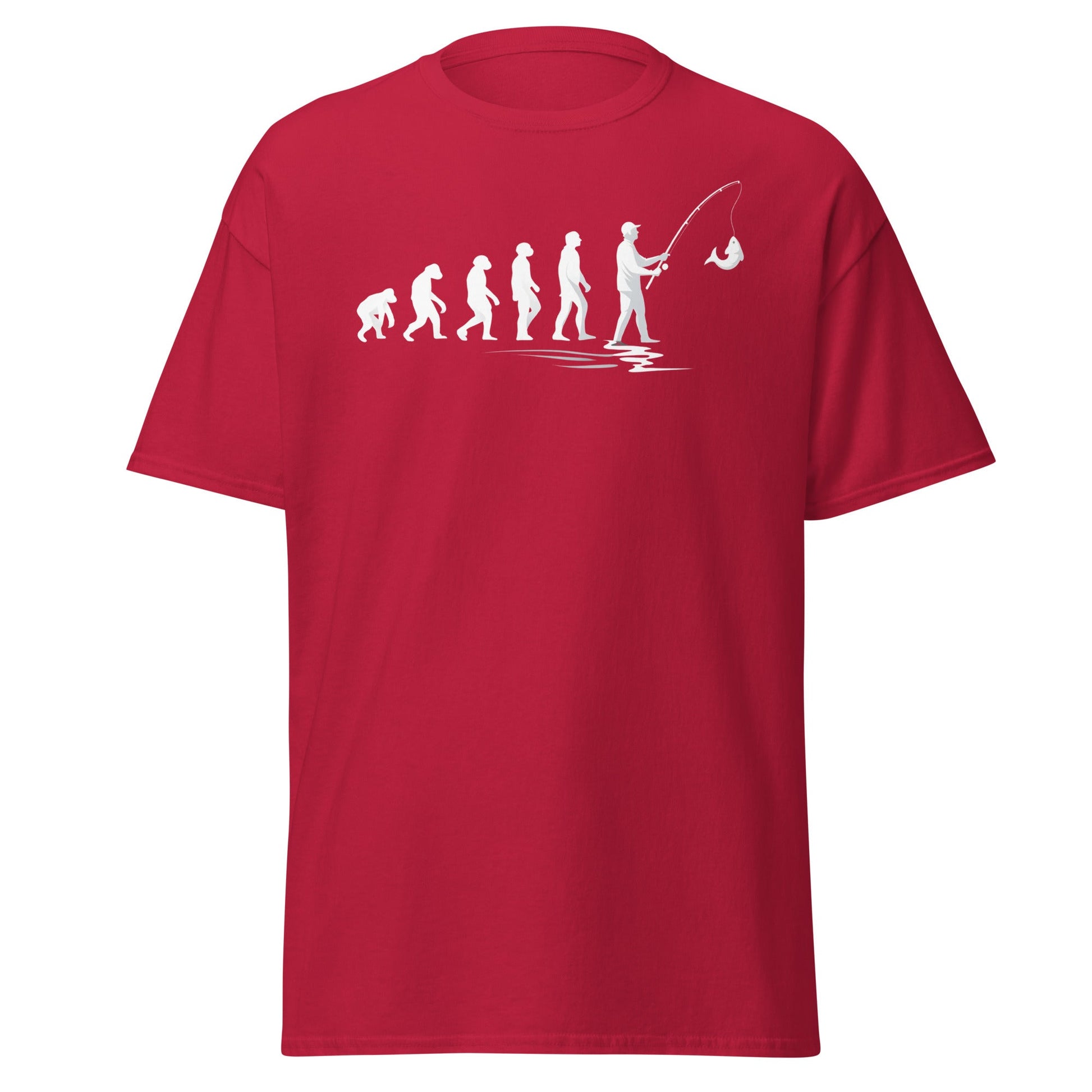 Evolution of Man Fishing T-Shirt - Funny Fisherman Gift - Cardinal - T-Shirts Online