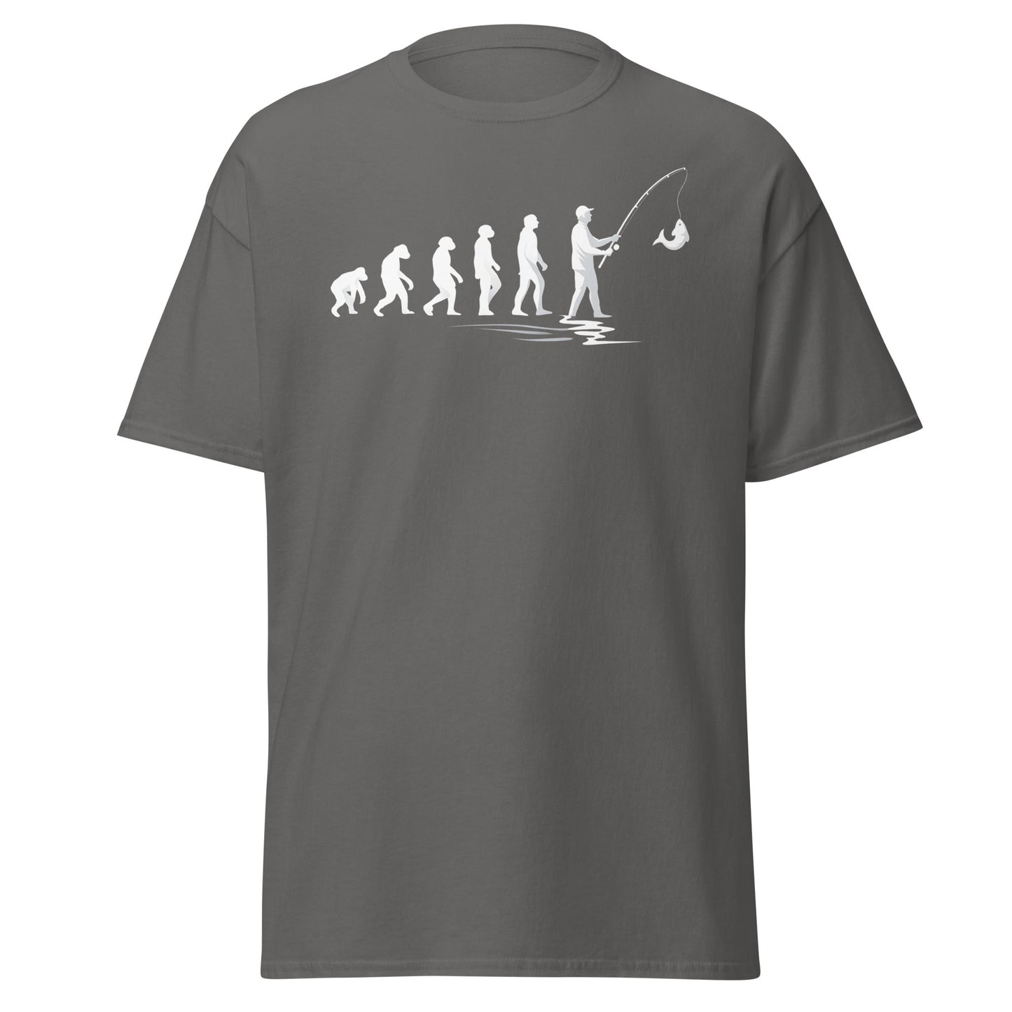Evolution of Man Fishing T-Shirt - Funny Fisherman Gift - Charcoal - T-Shirts Online