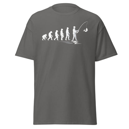 Evolution of Man Fishing T-Shirt - Funny Fisherman Gift - Charcoal - T-Shirts Online
