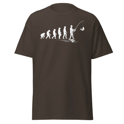 Evolution of Man Fishing T-Shirt - Funny Fisherman Gift - Dark Chocolate - T-Shirts Online