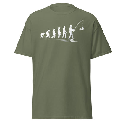 Evolution of Man Fishing T-Shirt - Funny Fisherman Gift - Military Green - T-Shirts Online