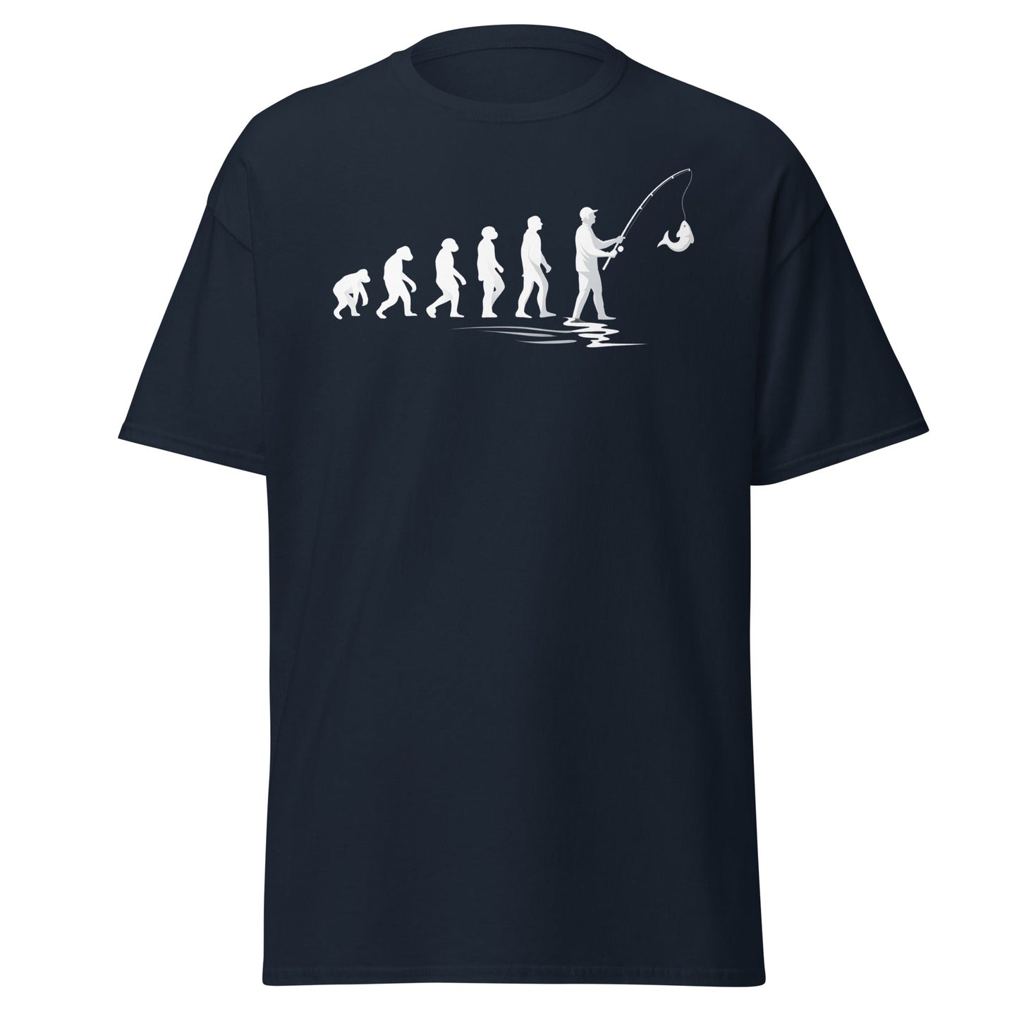 Evolution of Man Fishing T-Shirt - Funny Fisherman Gift - Navy - T-Shirts Online