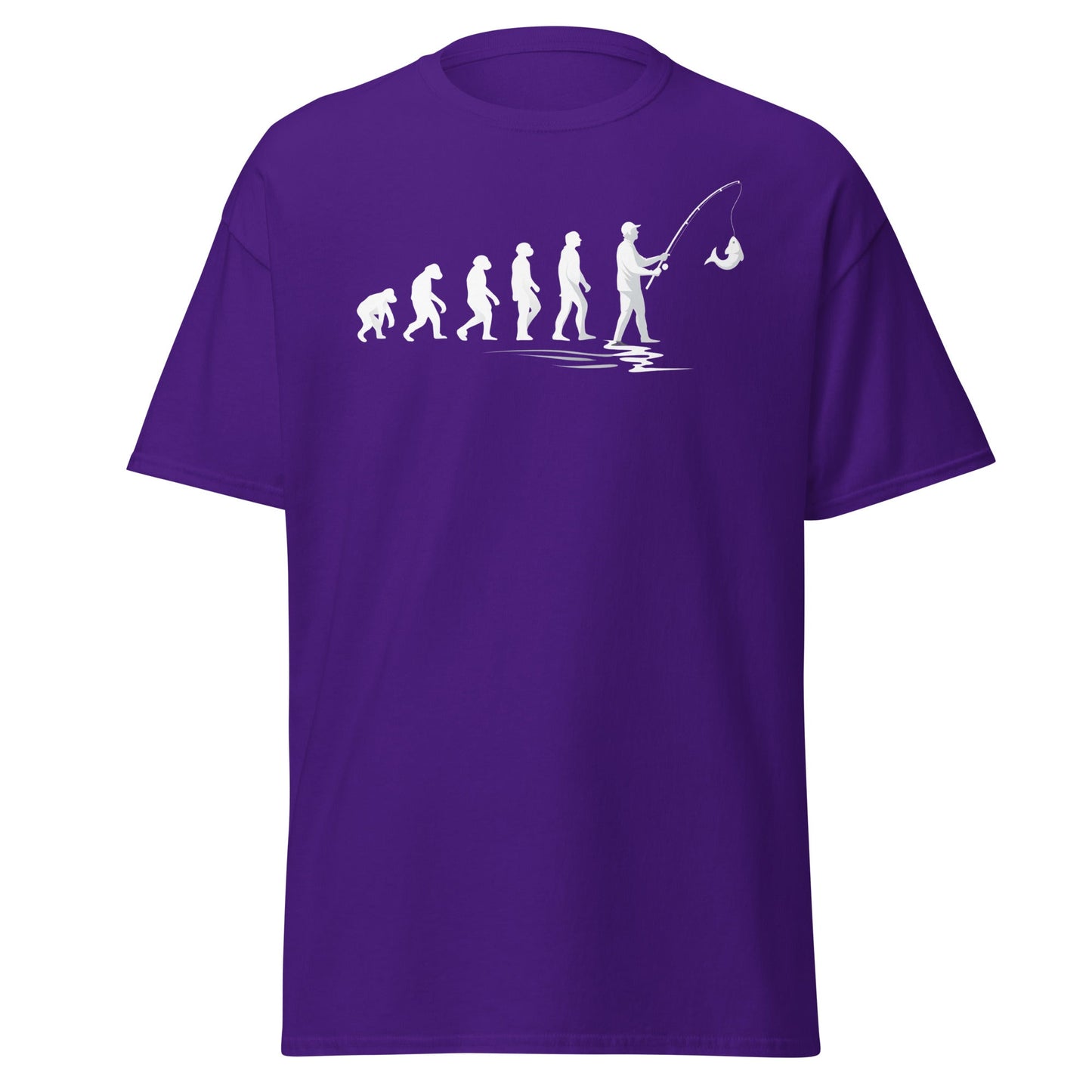 Evolution of Man Fishing T-Shirt - Funny Fisherman Gift - Purple - T-Shirts Online