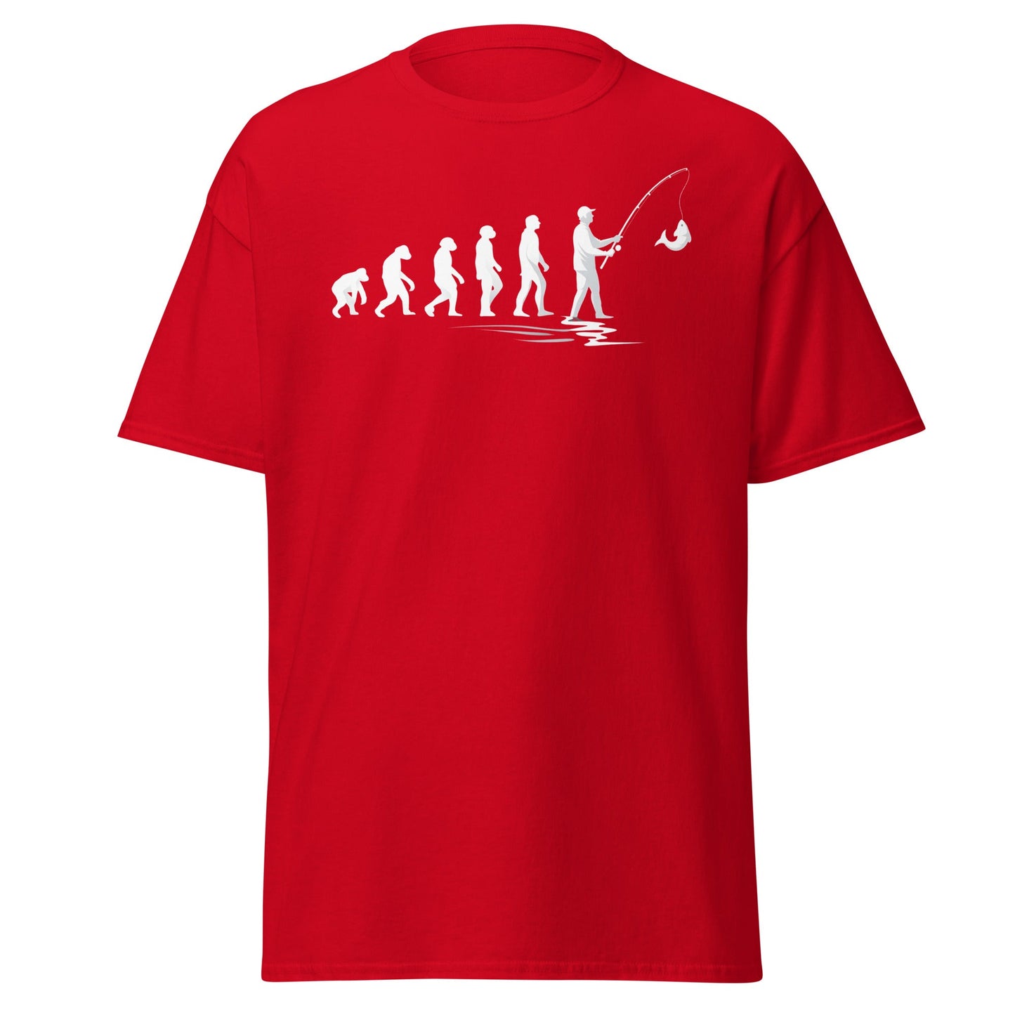 Evolution of Man Fishing T-Shirt - Funny Fisherman Gift - Red - T-Shirts Online