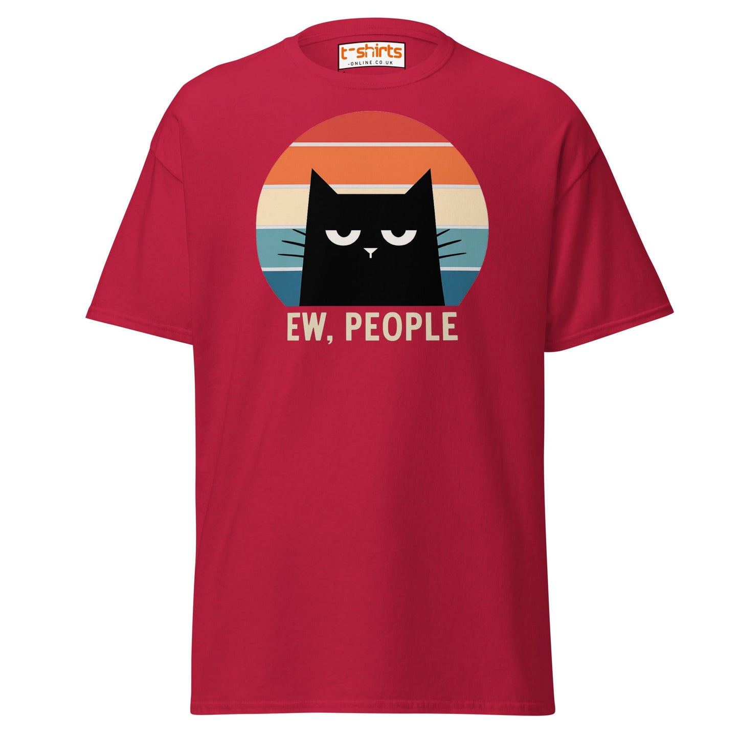 Ew People Cat T-Shirt – Grumpy Retro Kitty Tee - Cardinal - T-Shirts Online