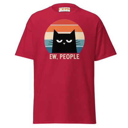 Ew People Cat T-Shirt – Grumpy Retro Kitty Tee - Cardinal - T-Shirts Online