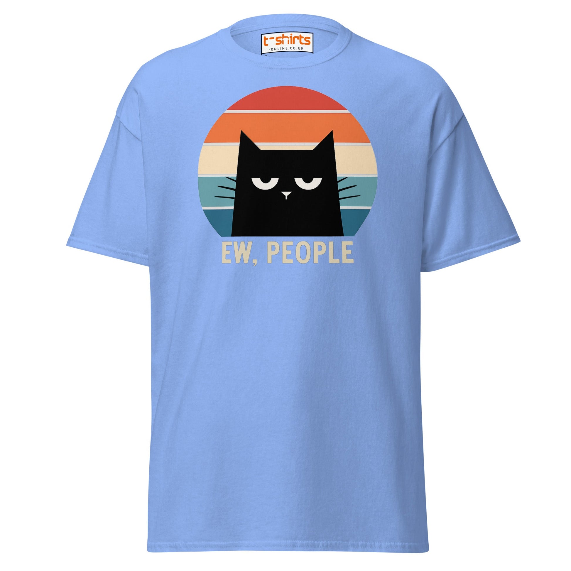 Ew People Cat T-Shirt – Grumpy Retro Kitty Tee - Carolina Blue - T-Shirts Online