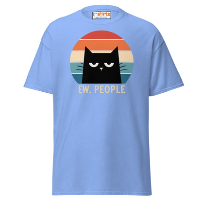 Ew People Cat T-Shirt – Grumpy Retro Kitty Tee - Carolina Blue - T-Shirts Online