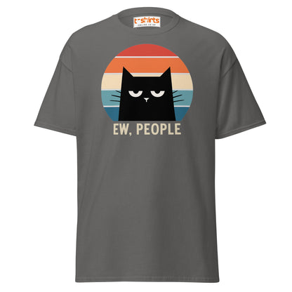 Ew People Cat T-Shirt – Grumpy Retro Kitty Tee - Charcoal - T-Shirts Online