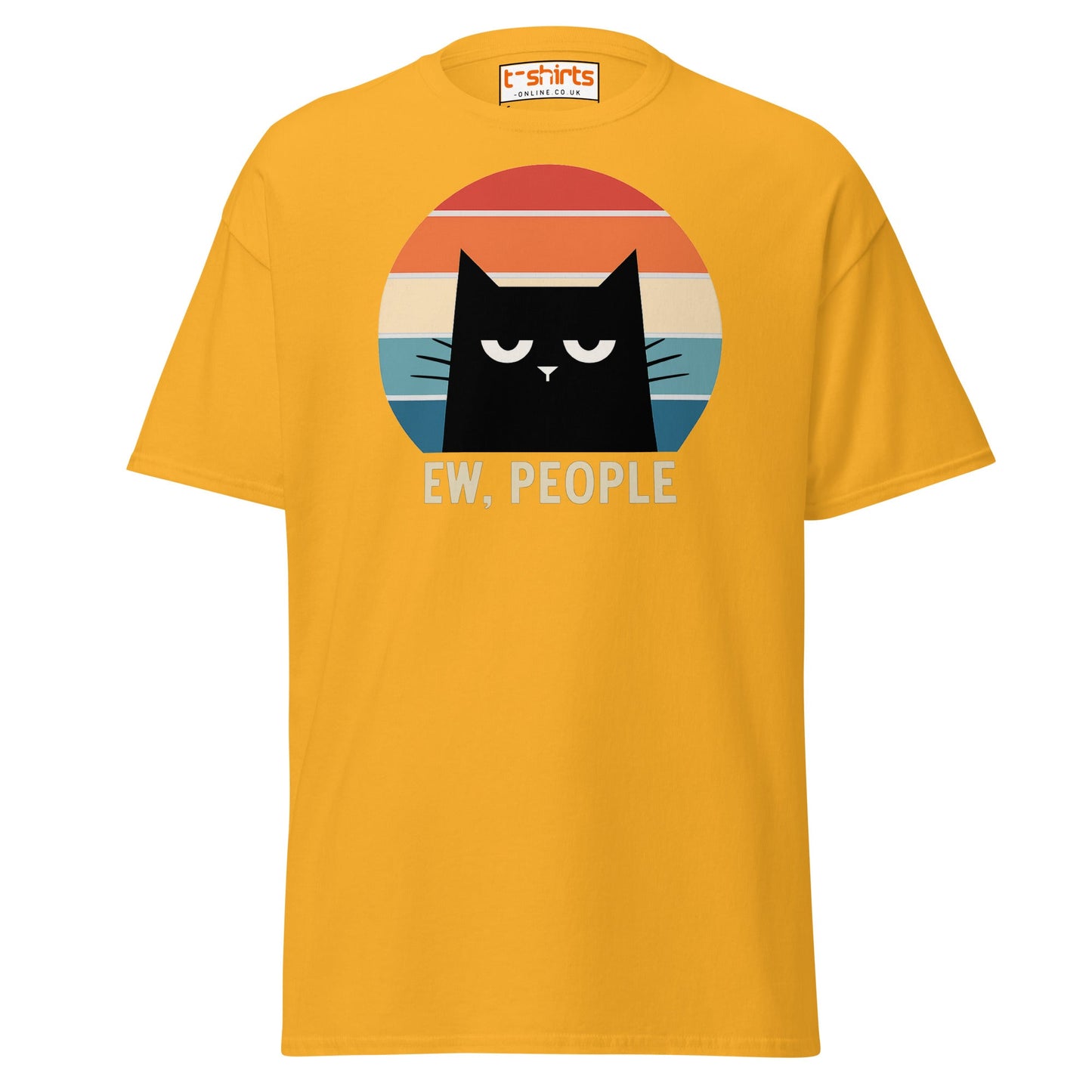 Ew People Cat T-Shirt – Grumpy Retro Kitty Tee - Gold - T-Shirts Online