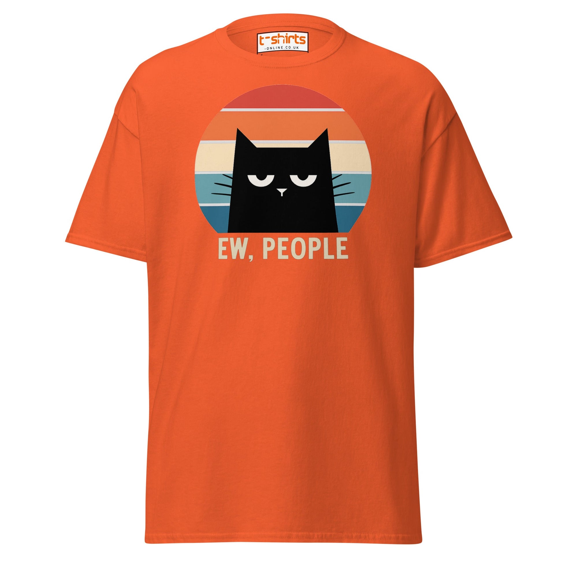 Ew People Cat T-Shirt – Grumpy Retro Kitty Tee - Orange - T-Shirts Online