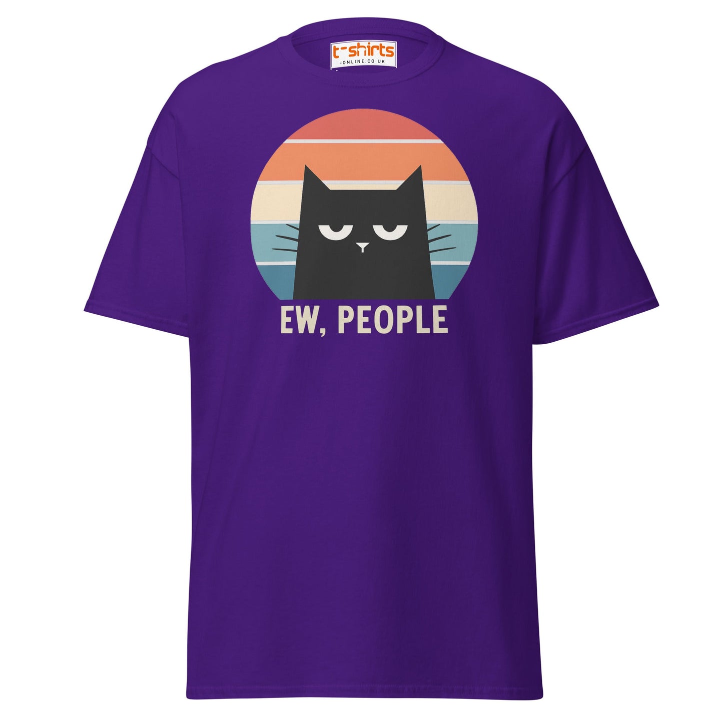 Ew People Cat T-Shirt – Grumpy Retro Kitty Tee - Purple - T-Shirts Online