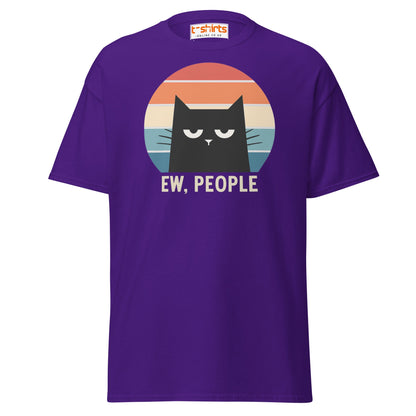 Ew People Cat T-Shirt – Grumpy Retro Kitty Tee - Purple - T-Shirts Online