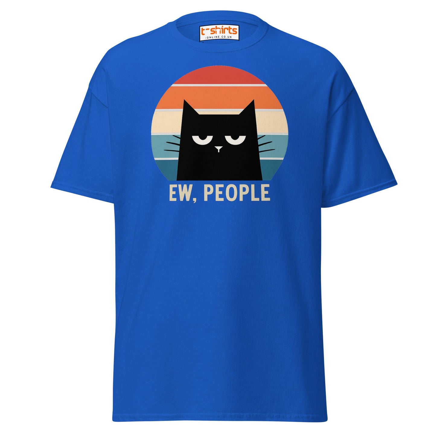 Ew People Cat T-Shirt – Grumpy Retro Kitty Tee - Royal - T-Shirts Online