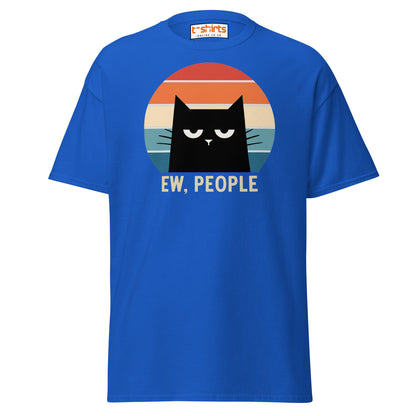 Ew People Cat T-Shirt – Grumpy Retro Kitty Tee - Royal - T-Shirts Online
