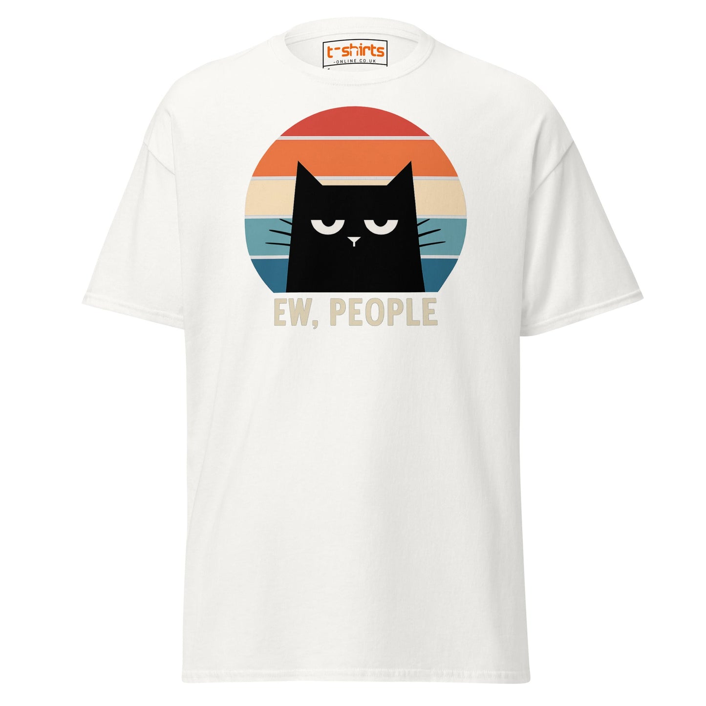 Ew People Cat T-Shirt – Grumpy Retro Kitty Tee - White - T-Shirts Online
