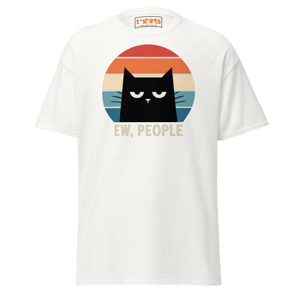 Ew People Cat T-Shirt – Grumpy Retro Kitty Tee - White - T-Shirts Online