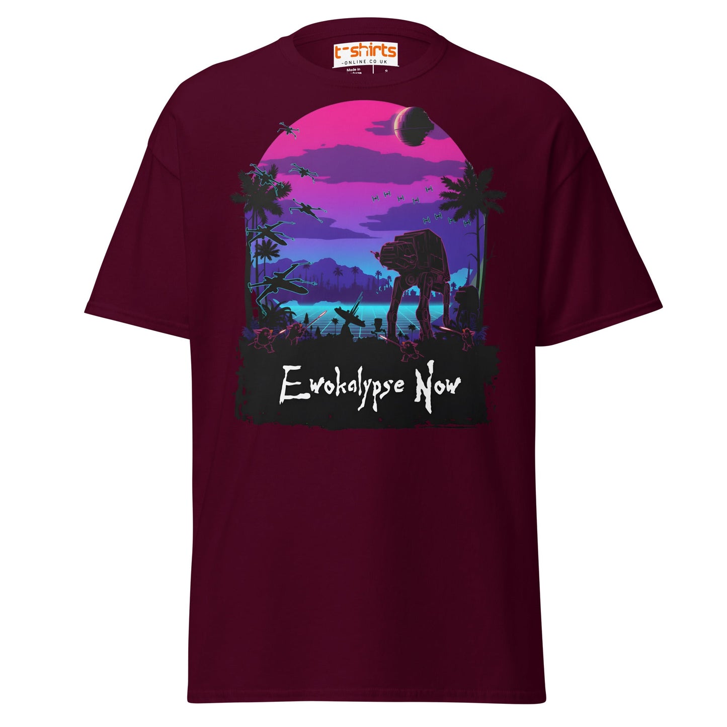 Ewokalypse Now T-Shirt – Retro Sci - Fi Parody Tee - Maroon - T-Shirts Online