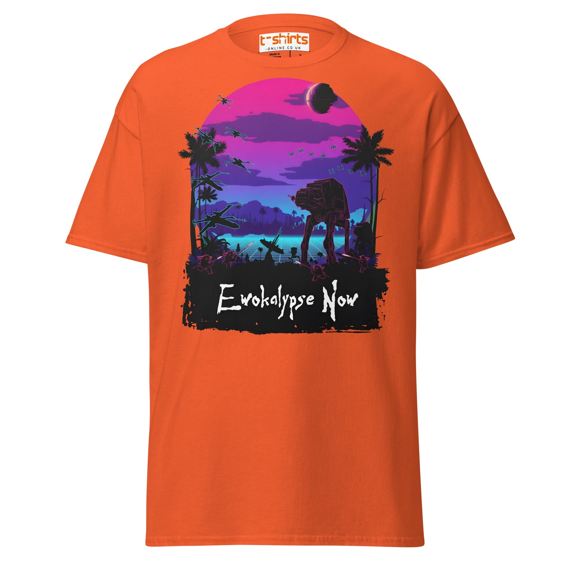Ewokalypse Now T-Shirt – Retro Sci - Fi Parody Tee - Orange - T-Shirts Online