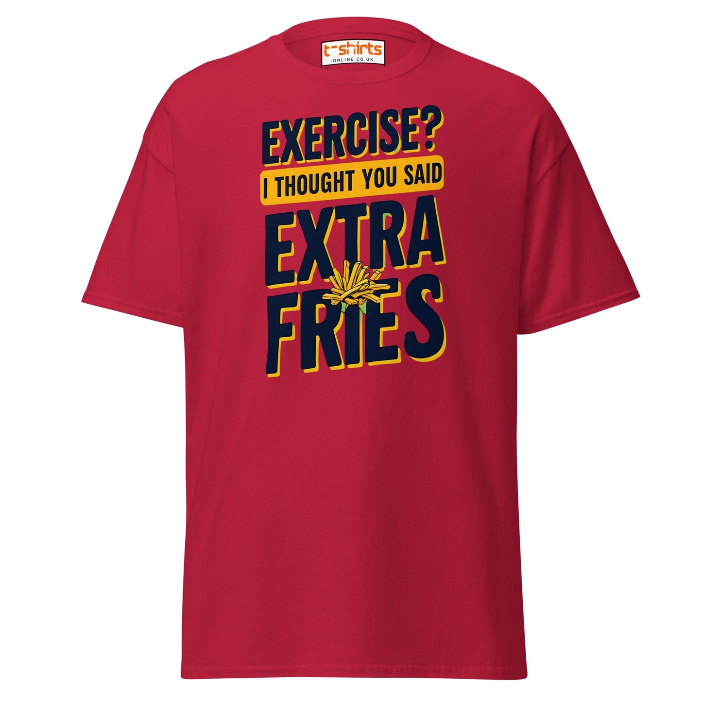 Exercise Extra Fries Funny T-Shirt - Cardinal - T-Shirts Online