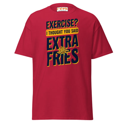 Exercise Extra Fries Funny T-Shirt - Cardinal - T-Shirts Online