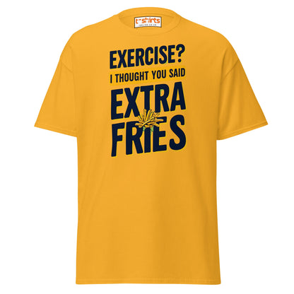 Exercise Extra Fries Funny T-Shirt - Gold - T-Shirts Online
