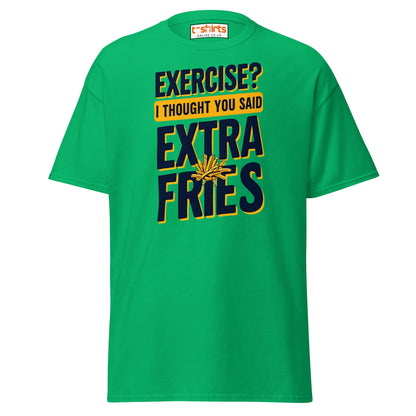 Exercise Extra Fries Funny T-Shirt - Irish Green - T-Shirts Online
