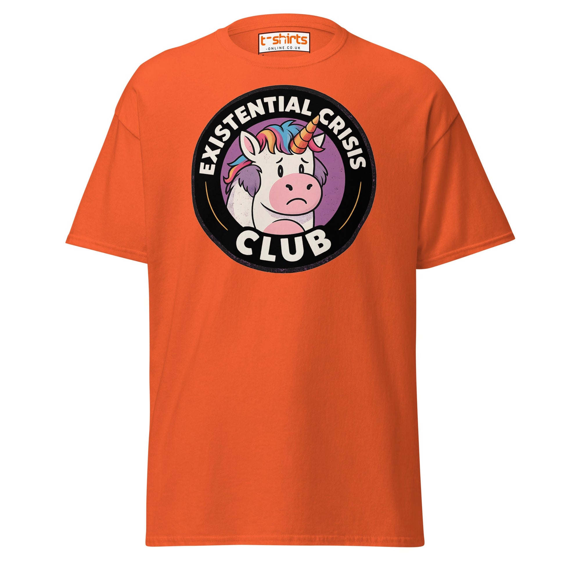 Existential Crisis Club Unicorn T-Shirt - Orange - T-Shirts Online