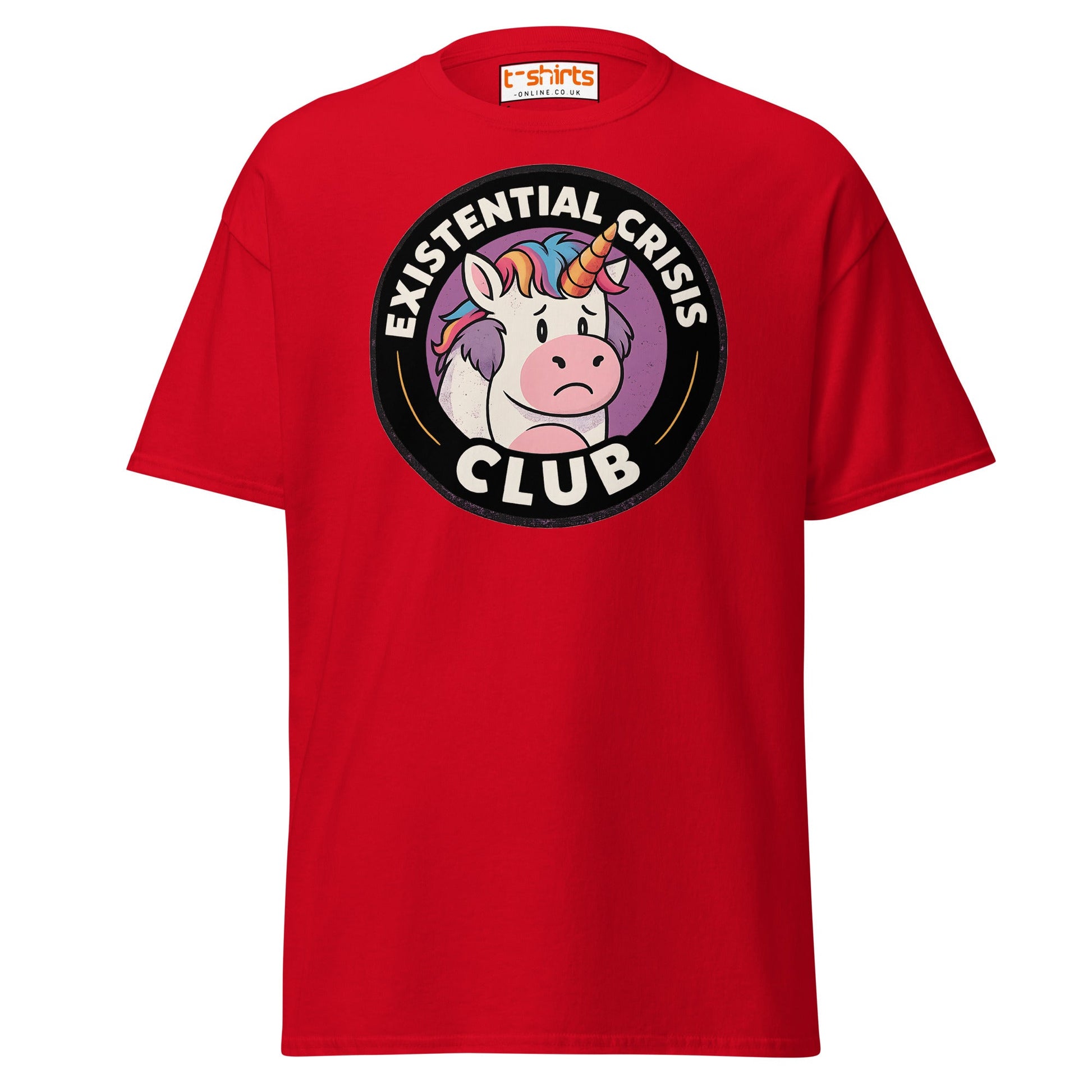 Existential Crisis Club Unicorn T-Shirt - Red - T-Shirts Online