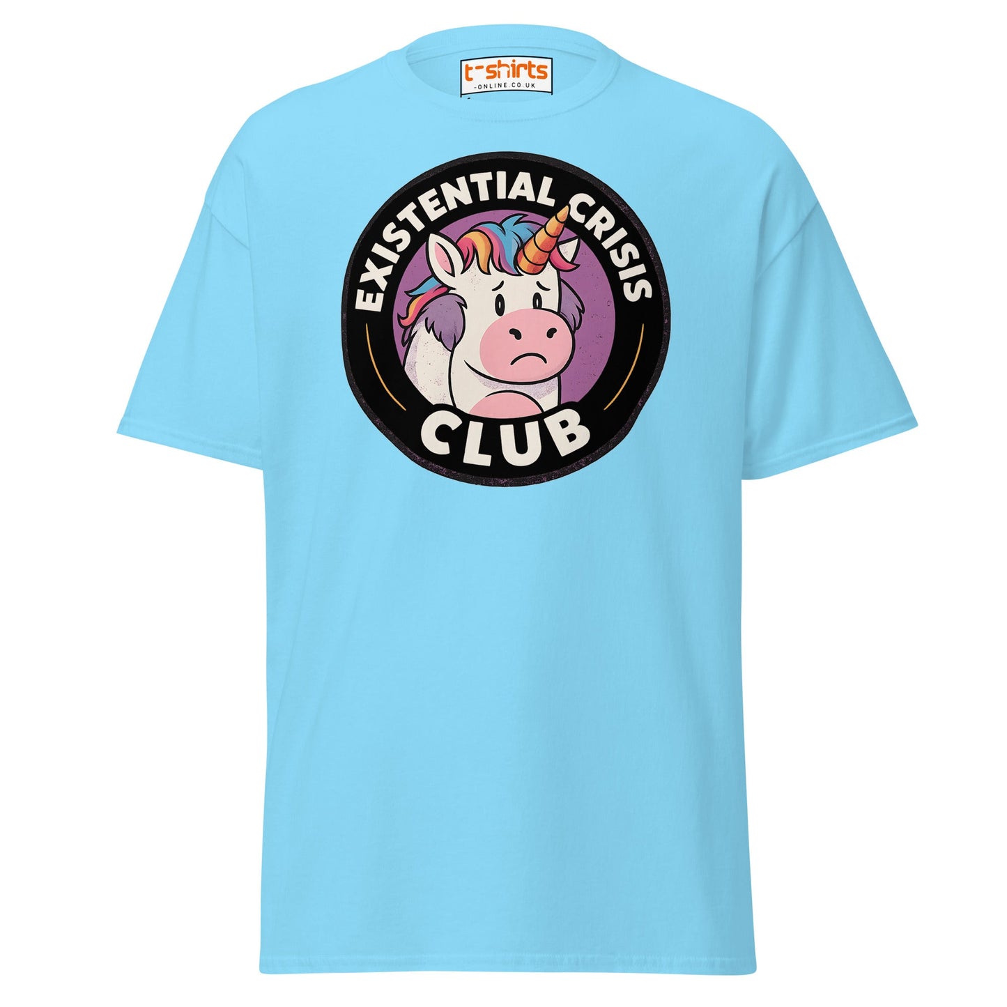 Existential Crisis Club Unicorn T-Shirt - Sky - T-Shirts Online