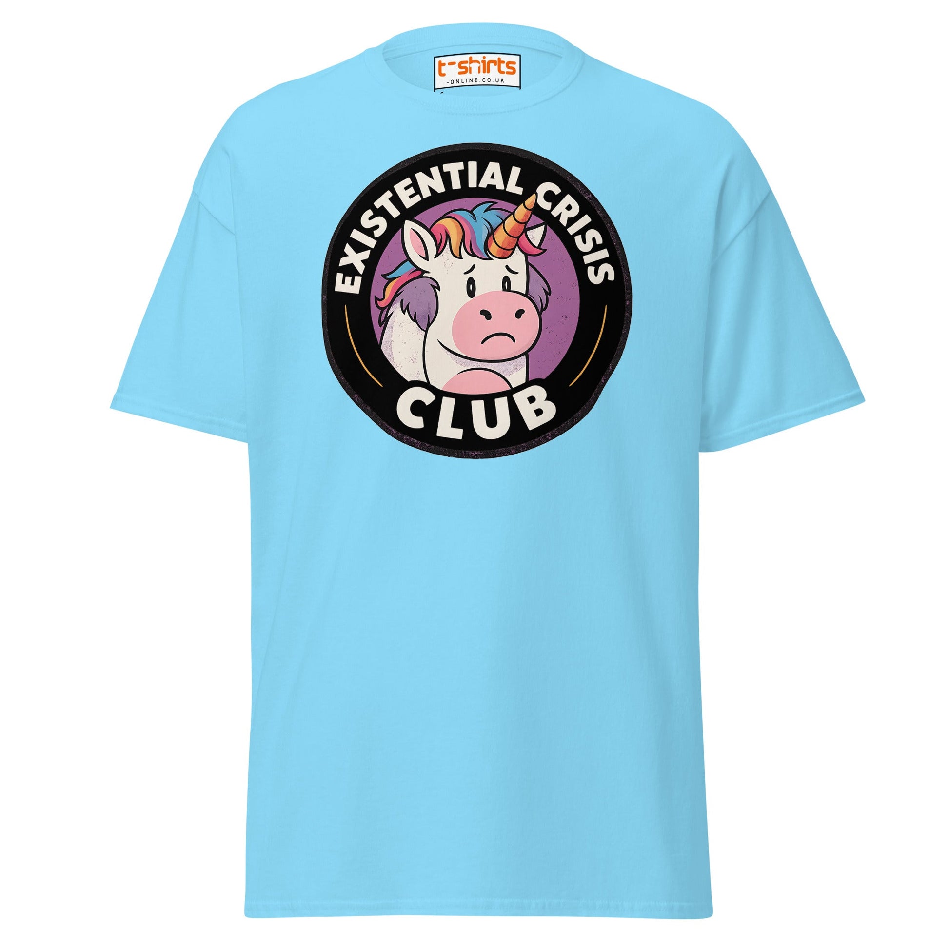 Existential Crisis Club Unicorn T-Shirt - Sky - T-Shirts Online