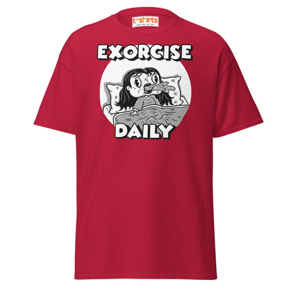 Exorcise Daily T-Shirt – Funny Horror Parody Tee - Cardinal - T-Shirts Online