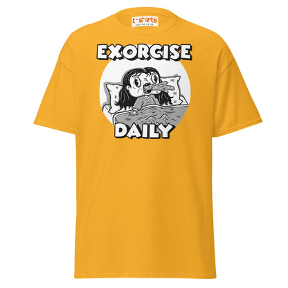 Exorcise Daily T-Shirt – Funny Horror Parody Tee - Gold - T-Shirts Online