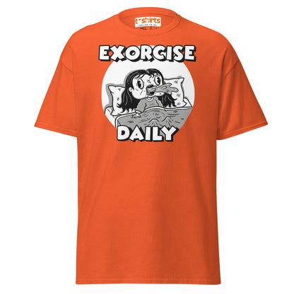 Exorcise Daily T-Shirt – Funny Horror Parody Tee - Orange - T-Shirts Online