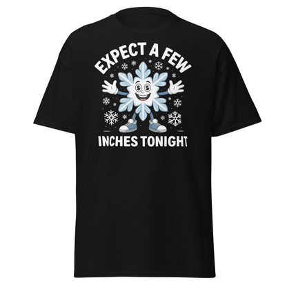 Expect a Few Inches Tonight Funny Snowflake T-Shirt - Black - T-Shirts Online